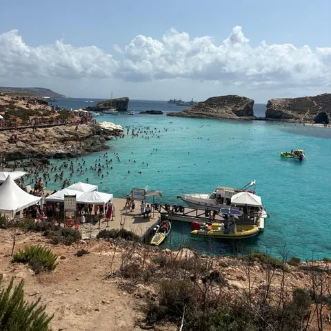 The Blue Lagoon at Comino seen from the cliff path