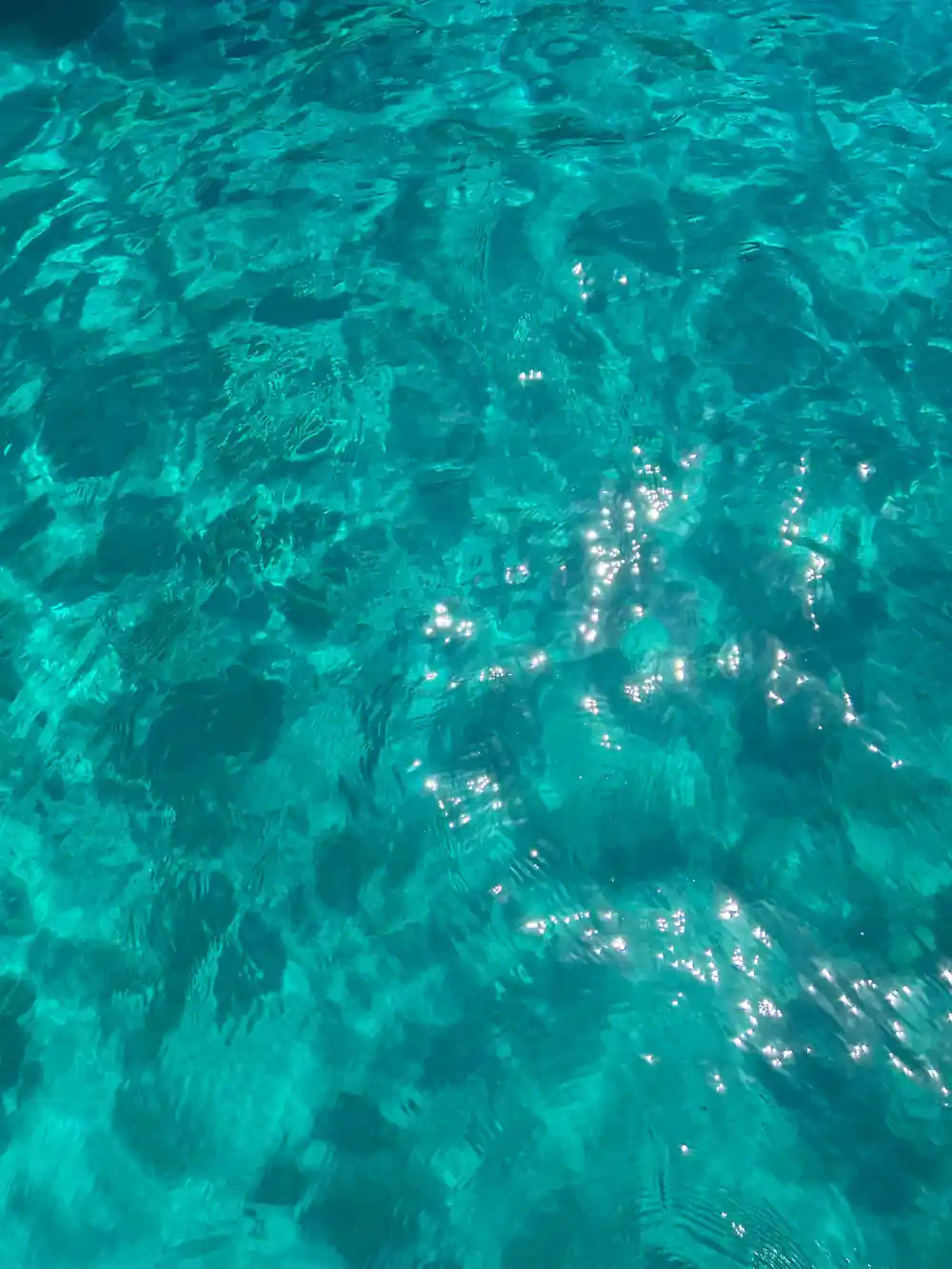 Sunlight on rippled clear water